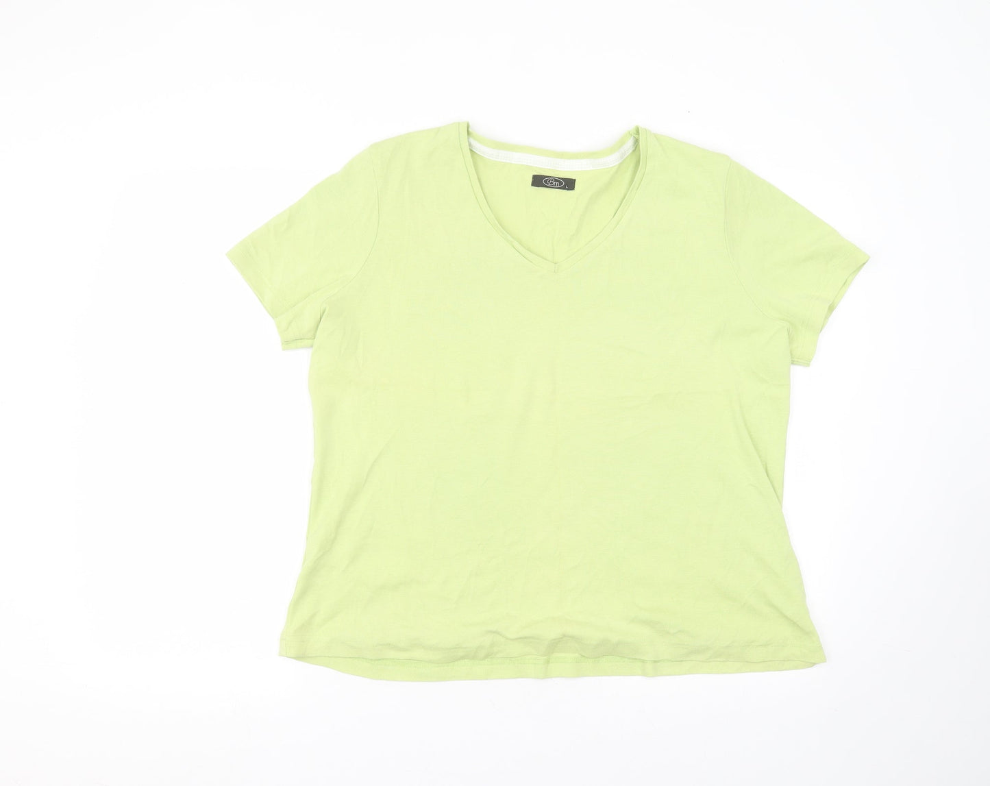 BM Mens Green  Cotton  T-Shirt Size L Round Neck