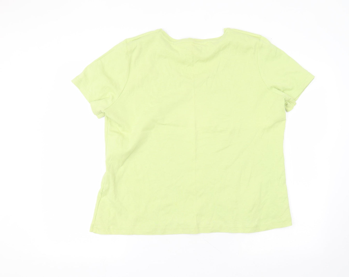 BM Mens Green  Cotton  T-Shirt Size L Round Neck