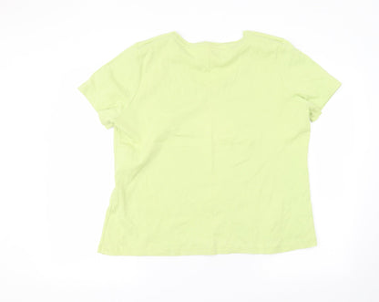 BM Mens Green  Cotton  T-Shirt Size L Round Neck