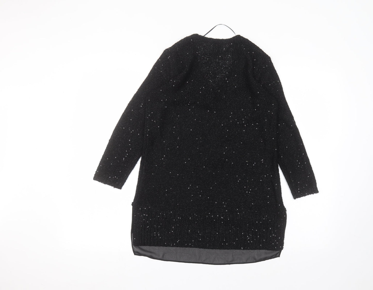 LOFT Womens Black Round Neck  Polyester Pullover Jumper Size S