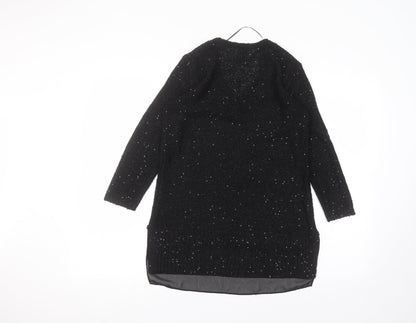 LOFT Womens Black Round Neck  Polyester Pullover Jumper Size S