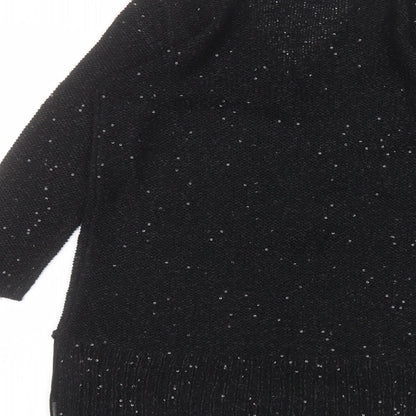 LOFT Womens Black Round Neck  Polyester Pullover Jumper Size S