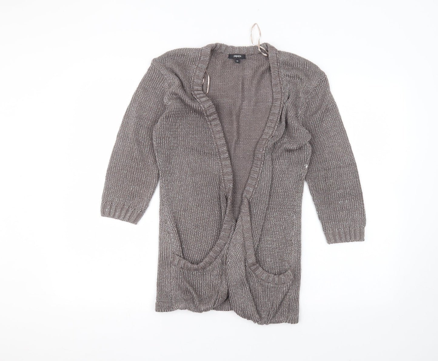 Womens UK Size 10 Papaya Grey Cardigan Jumper