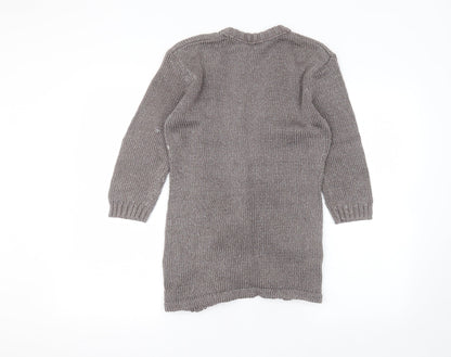 Womens UK Size 10 Papaya Grey Cardigan Jumper