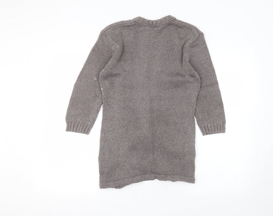 Womens UK Size 10 Papaya Grey Cardigan Jumper