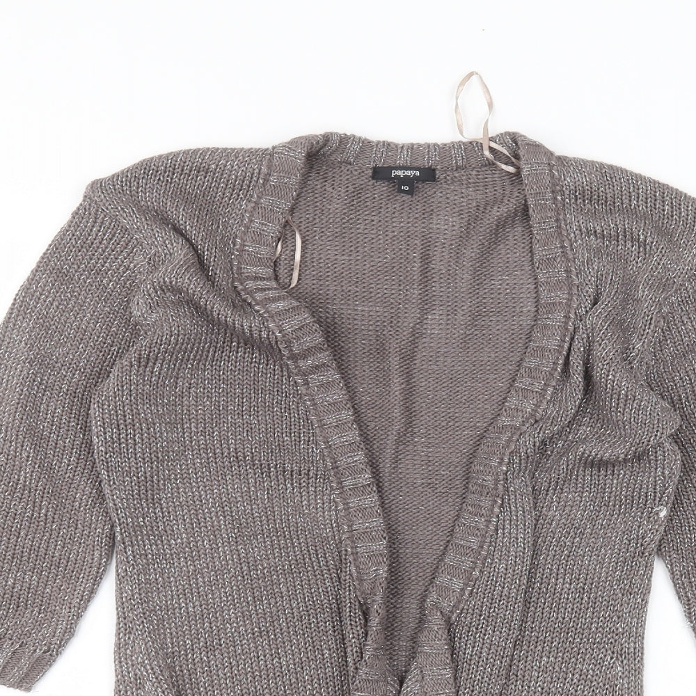 Womens UK Size 10 Papaya Grey Cardigan Jumper