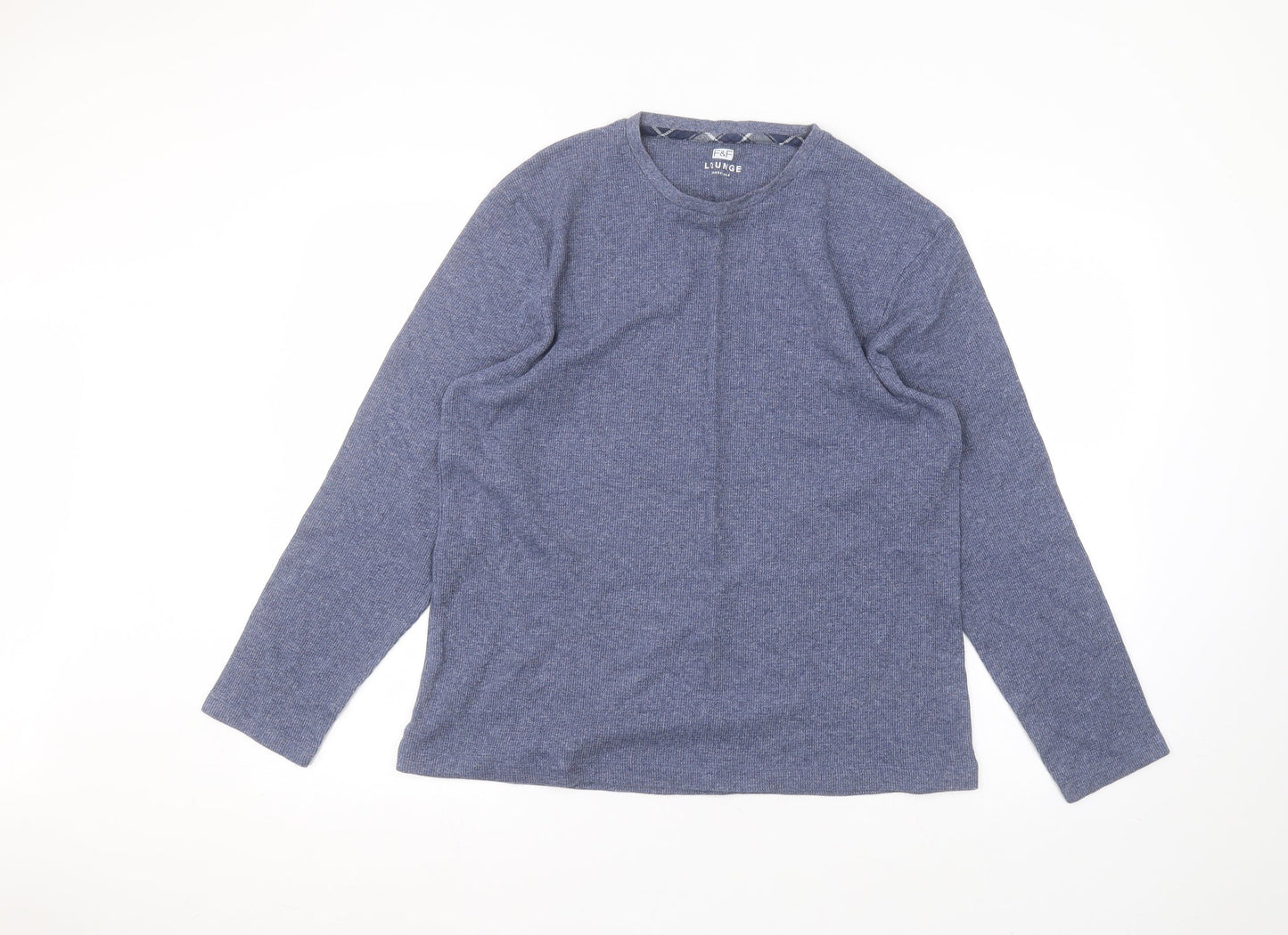 F&F Mens Blue Round Neck  Cotton Pullover Jumper Size L
