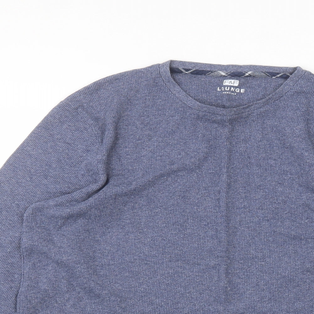 F&F Mens Blue Round Neck  Cotton Pullover Jumper Size L