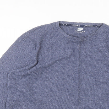 F&F Mens Blue Round Neck  Cotton Pullover Jumper Size L