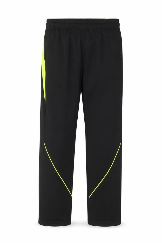 Front view of Preworn men’s black polyester sweatpants, size M, 27-inch leg regular