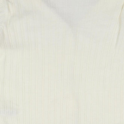 Boohoo Womens Ivory Collared  Acrylic Cardigan Jumper Size 16