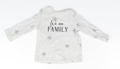 F&F Baby Grey Geometric Cotton Basic T-Shirt Size 3-6 Months Round Neck