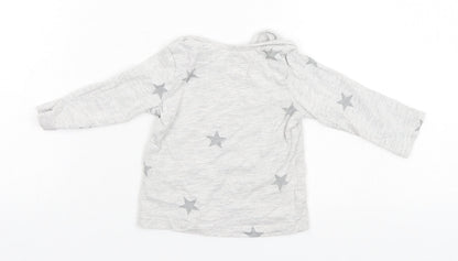 F&F Baby Grey Geometric Cotton Basic T-Shirt Size 3-6 Months Round Neck
