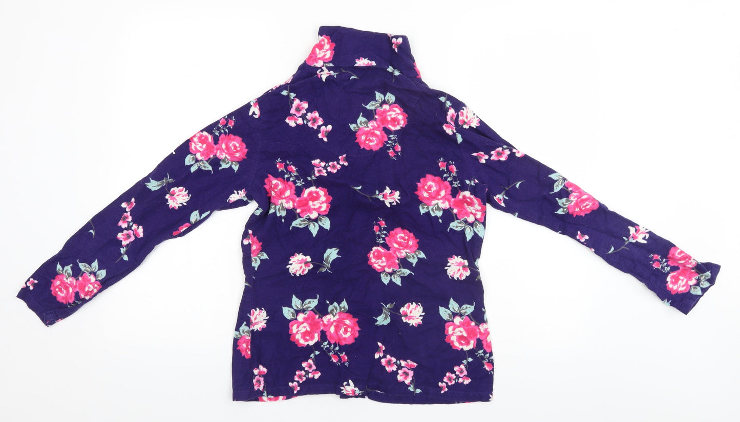 Boux Avenue Womens Blue Floral Cotton Top Pyjama Top Size 8