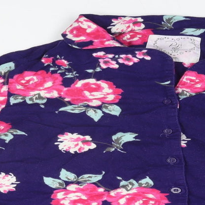 Boux Avenue Womens Blue Floral Cotton Top Pyjama Top Size 8