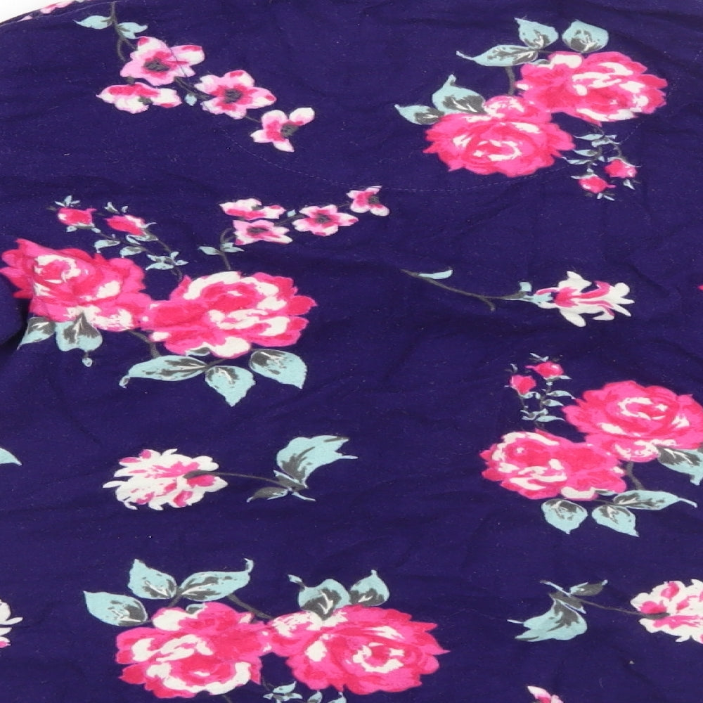 Boux Avenue Womens Blue Floral Cotton Top Pyjama Top Size 8