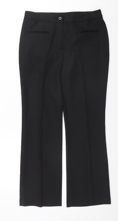TU Womens Black  Polyester Trousers  Size 12 L28 in Regular