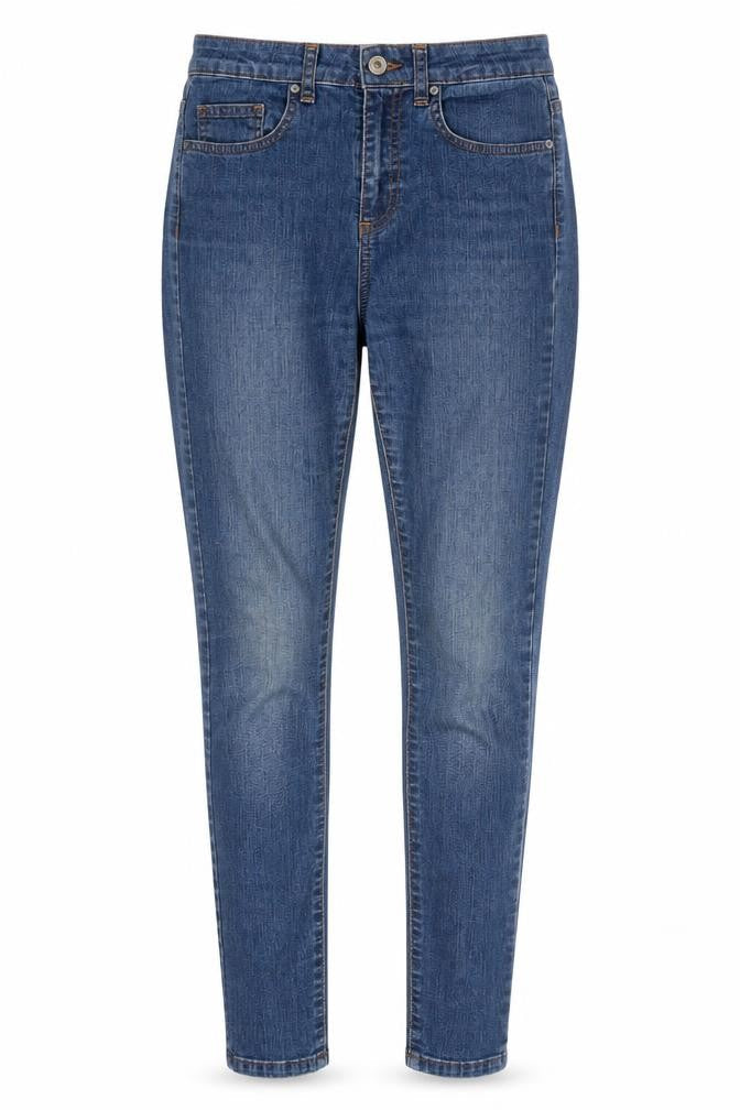 Front view of ASOS women’s blue cotton skinny jeans, size UK 10, 28-inch leg slim