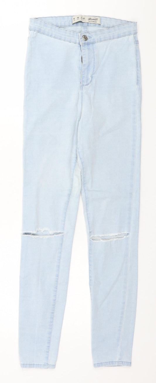 Denim & Co. Womens Blue  Cotton Skinny Jeans Size 8 L28 in Regular
