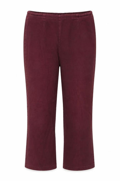 Front view of Berkertex women’s red cotton trousers, size UK 14, 28-inch leg regular