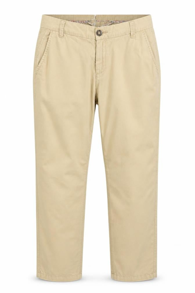 Front view of Marks & Spencer women’s green cotton trousers, size UK 12, 26-inch leg regular