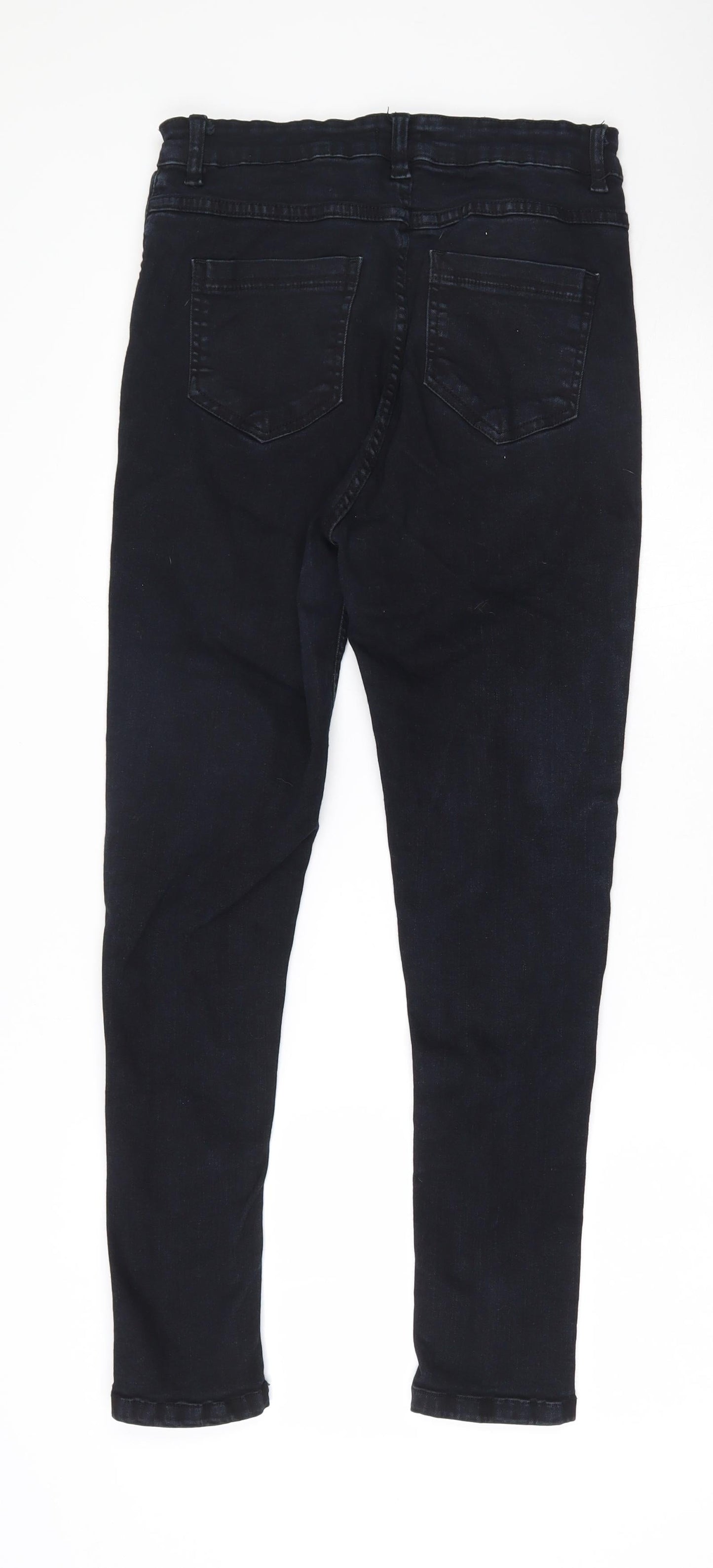 Boohoo Womens Blue  Cotton Skinny Jeans Size 12 L26 in Regular Zip