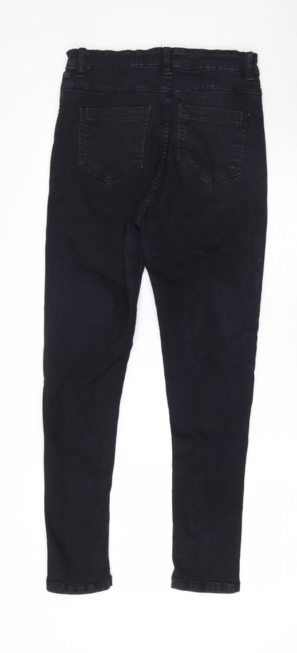 Boohoo Womens Blue  Cotton Skinny Jeans Size 12 L26 in Regular Zip