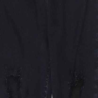 Boohoo Womens Blue  Cotton Skinny Jeans Size 12 L26 in Regular Zip