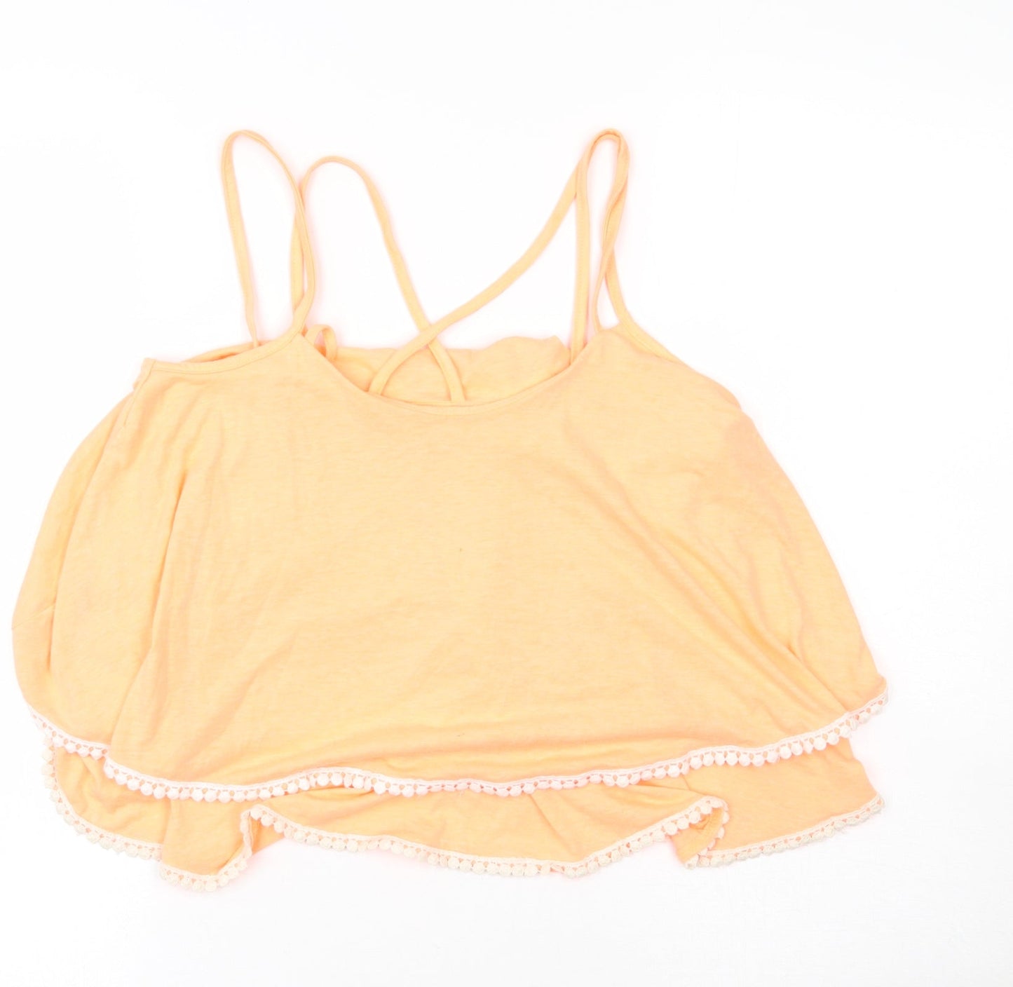 Primark Womens Orange  Polyester Cropped T-Shirt Size 8 Scoop Neck - Neon Multi-Layered