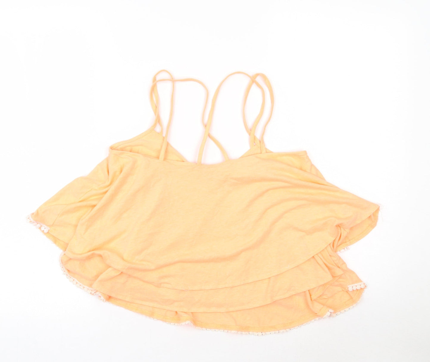 Primark Womens Orange  Polyester Cropped T-Shirt Size 8 Scoop Neck - Neon Multi-Layered