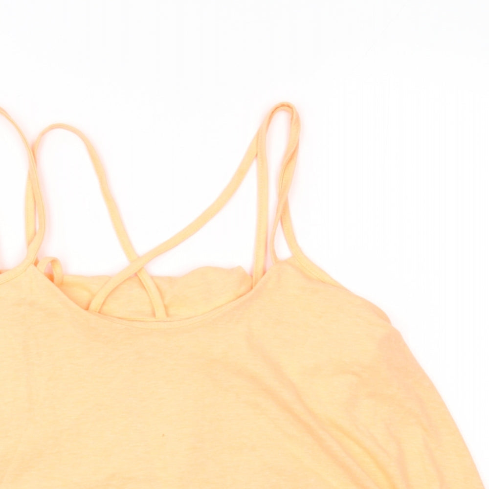 Primark Womens Orange  Polyester Cropped T-Shirt Size 8 Scoop Neck - Neon Multi-Layered