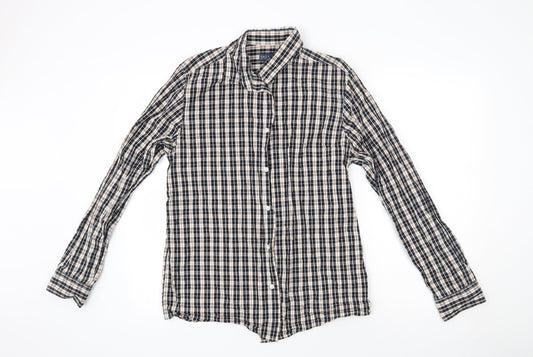 Mens UK Size M Easy Black  Button-Up Long Sleeve Casual Shirt