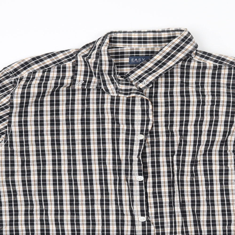 Mens UK Size M Easy Black  Button-Up Long Sleeve Casual Shirt