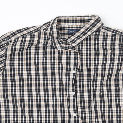 Mens UK Size M Easy Black  Button-Up Long Sleeve Casual Shirt
