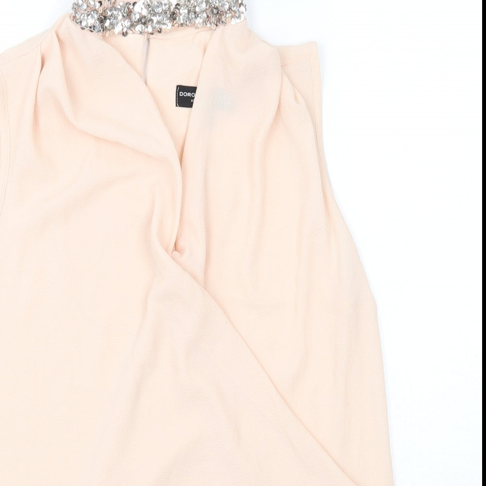Womens UK Size 10 Dorothy Perkins Beige Tunic Tank