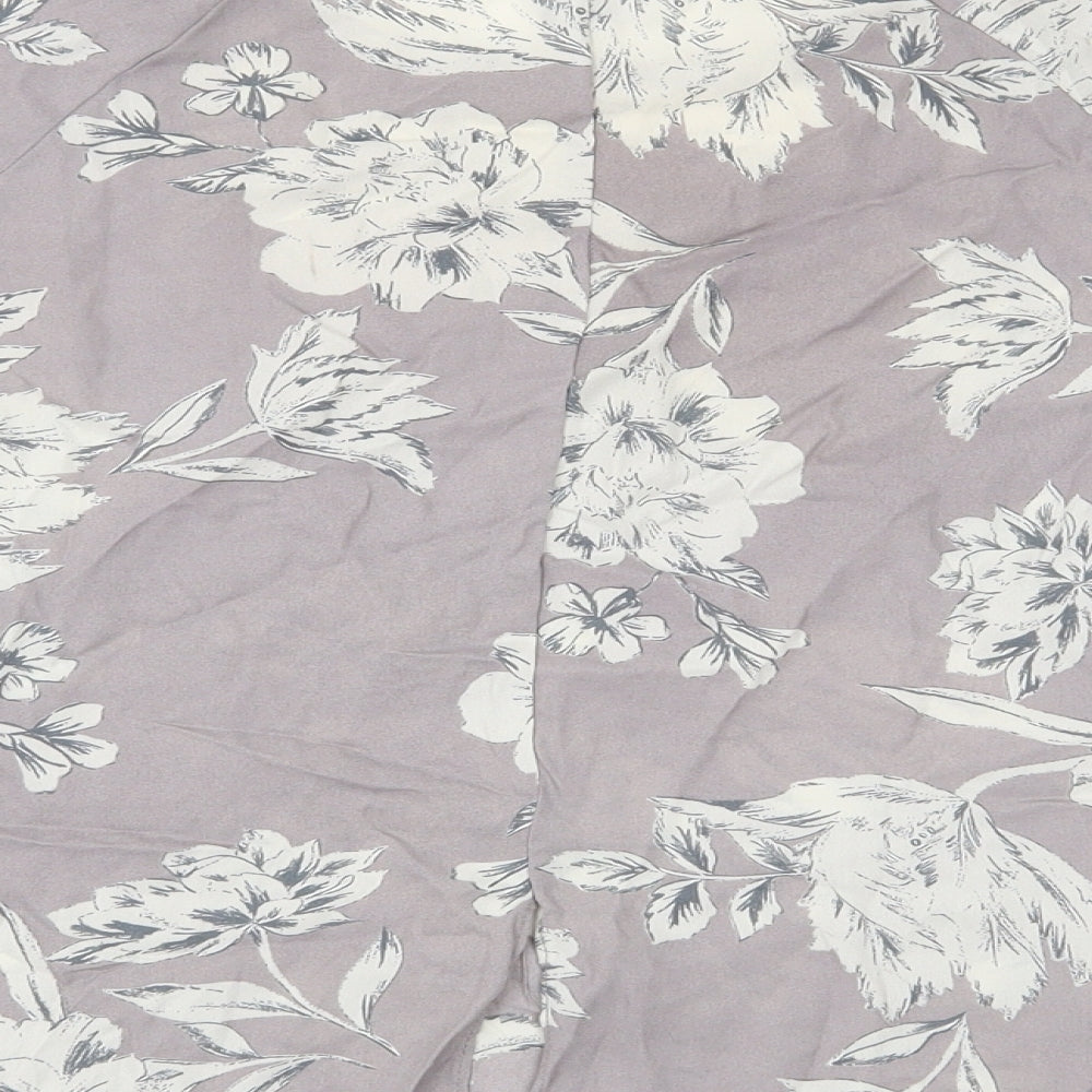 Primark Womens Grey Floral Polyester Basic Blouse Size 8 Round Neck