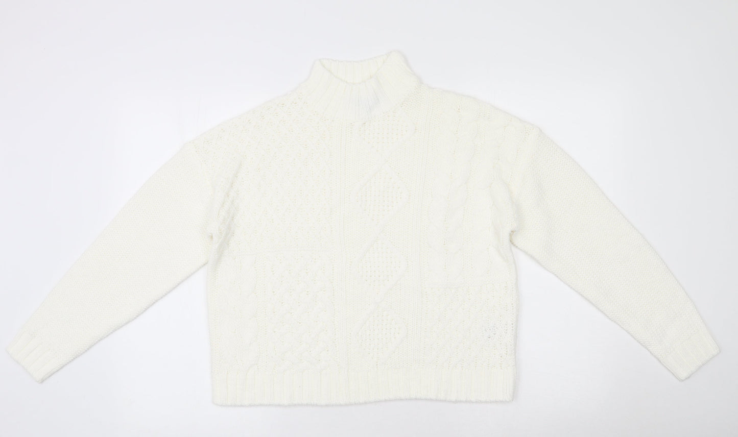 Womens UK Size S Peacocks Beige Henley Jumper