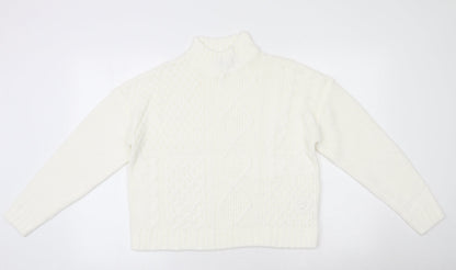Womens UK Size S Peacocks Beige Henley Jumper