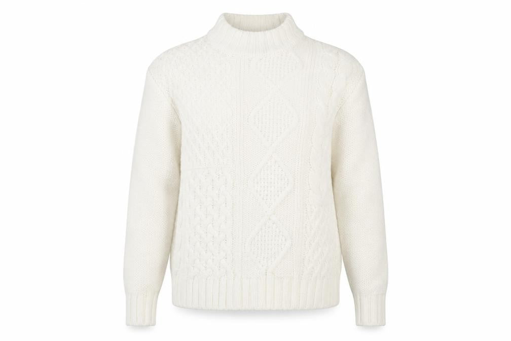 Front view of Peacocks women’s beige high neck acrylic henley jumper, size S