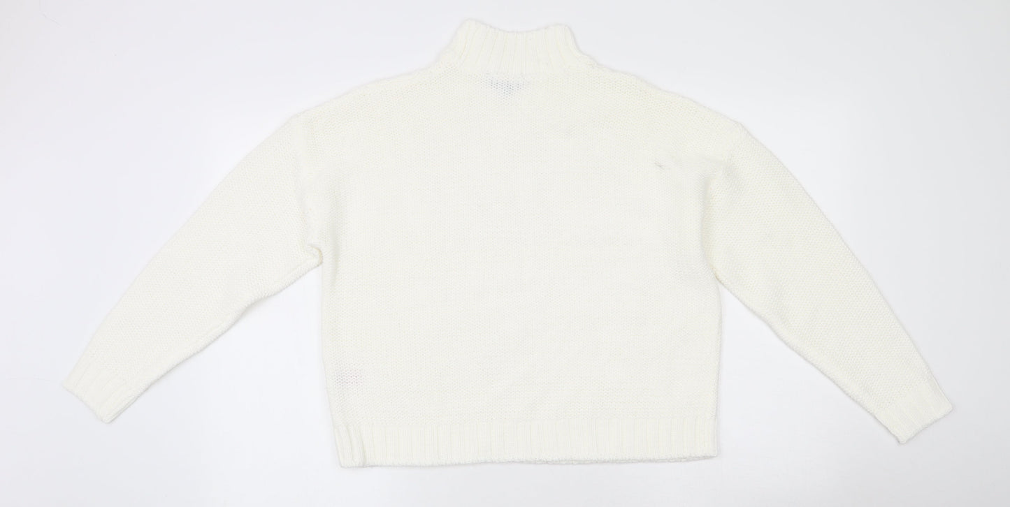 Womens UK Size S Peacocks Beige Henley Jumper