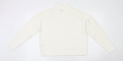 Womens UK Size S Peacocks Beige Henley Jumper