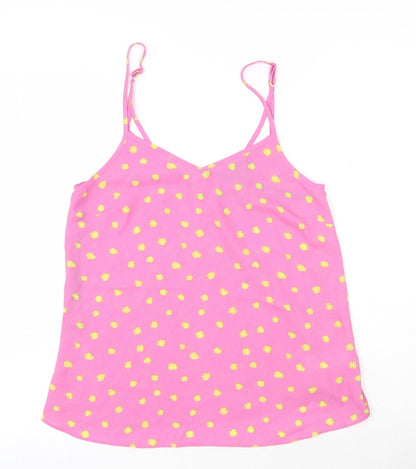 Primark Womens Pink Polka Dot Polyester Camisole Tank Size 8 V-Neck - Yellow