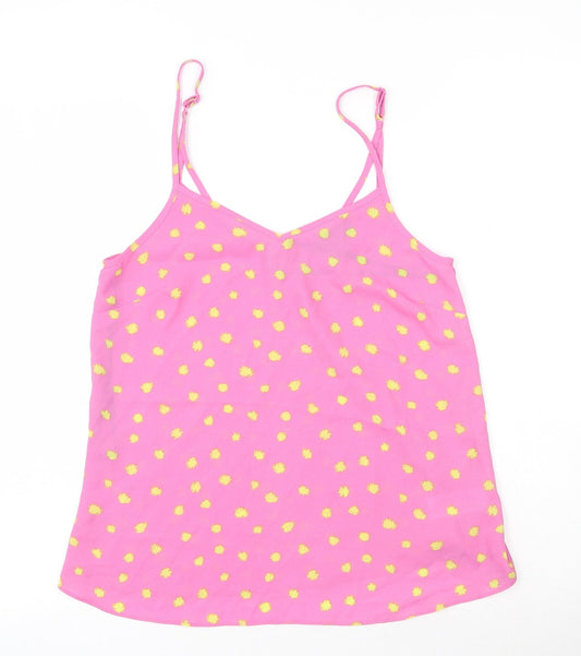 Primark Womens Pink Polka Dot Polyester Camisole Tank Size 8 V-Neck - Yellow
