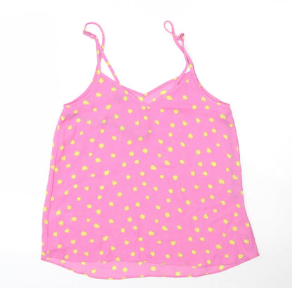 Primark Womens Pink Polka Dot Polyester Camisole Tank Size 8 V-Neck - Yellow