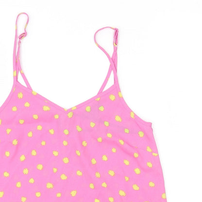 Primark Womens Pink Polka Dot Polyester Camisole Tank Size 8 V-Neck - Yellow
