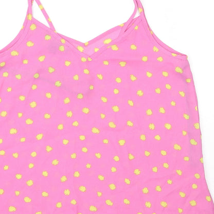 Primark Womens Pink Polka Dot Polyester Camisole Tank Size 8 V-Neck - Yellow