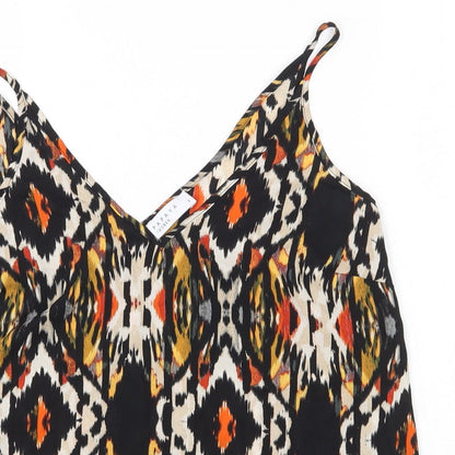 Papaya Womens Black Geometric Polyester Camisole Tank Size 8 V-Neck