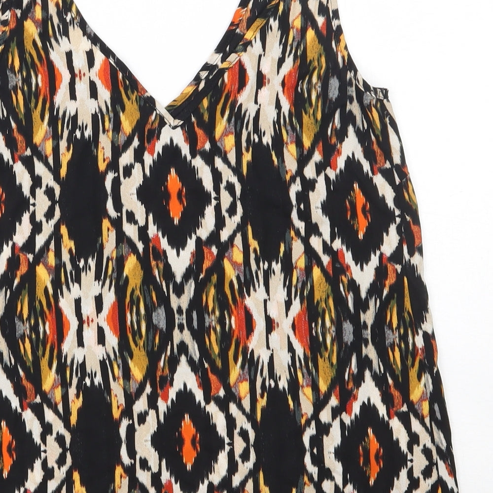 Papaya Womens Black Geometric Polyester Camisole Tank Size 8 V-Neck