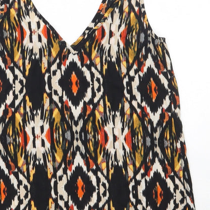 Papaya Womens Black Geometric Polyester Camisole Tank Size 8 V-Neck