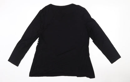 Womens UK Size 16 CHIANTI Black Basic T-Shirt